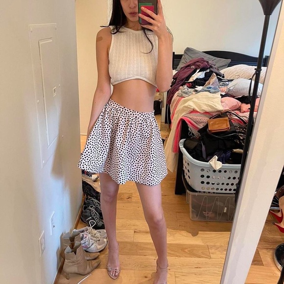 kate spade Dresses & Skirts - Kate Spade Black and Pink Polka Dot A-Line Skirt